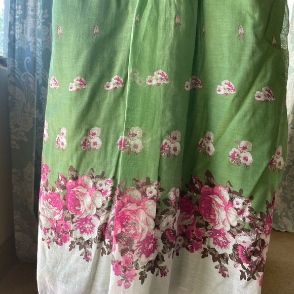 Vintage Max Studio silk blend spring green floral V neck dress - Picture 5 of 12